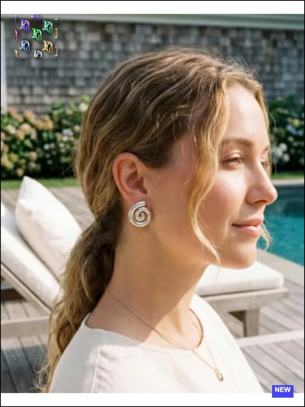 Chunky Gold Plated Statement Drop Stud Earrings Geometric Spiral Hypoallergenic